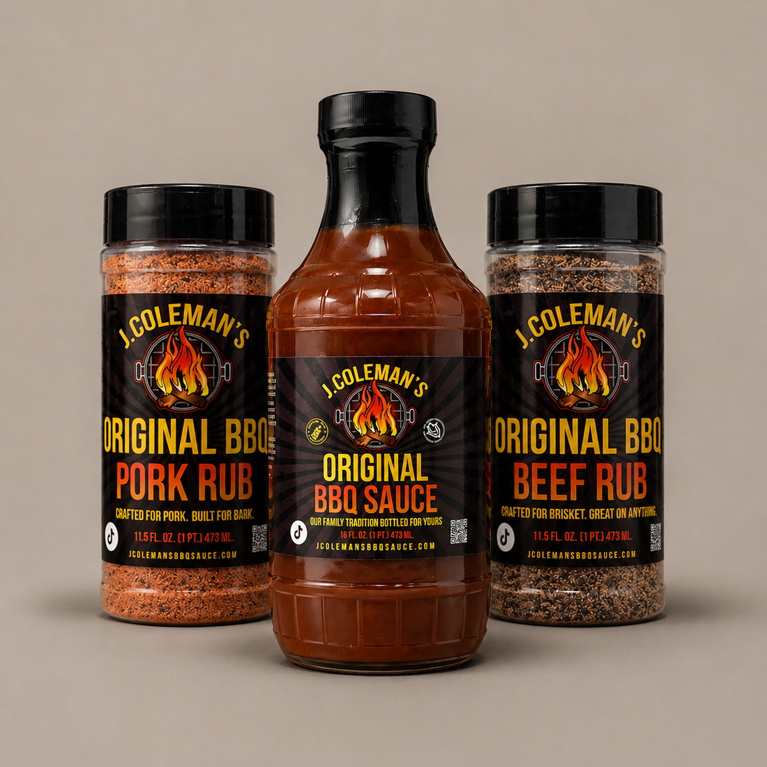 J. Coleman's Pitmaster Bundle with BBQ Sauce, Beef Rub and Pork Rub, a starter kit for new backyard cooks
